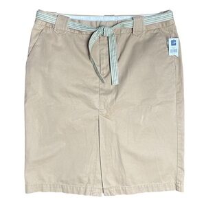GAP Women’s Tan Khaki Skirt Front Slit Striped Belt Front Pockets Size 14